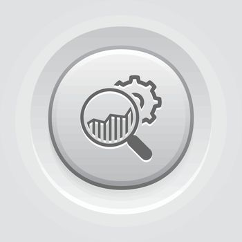 Market Research Icon. Business Concept. Grey Button Design