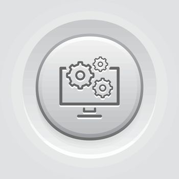 Data Management Icon. Business Concept. Grey Button Design