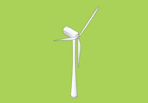 Wind turbine isometric flat vector 3d illustration, Wind generator.
