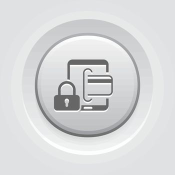 Secure Transactions Icon. Business Concept. Grey Button Design