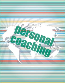 word personal coaching on digital screen 3d, business concept vector illustration