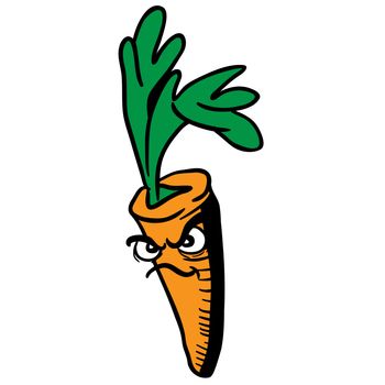 angry carrot cartoon illustration isolated on white
