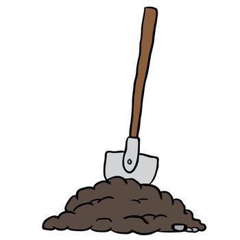 shovel in dirt cartoon