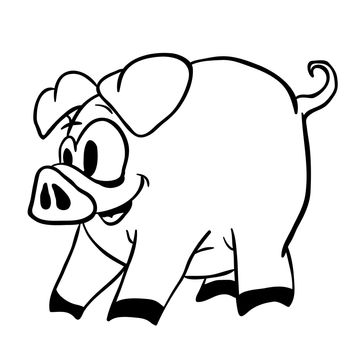 black and white pig cartoon illustration