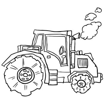 tractor doodle cartoon ilustration