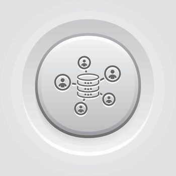 Collecting Data Icon. Business Concept. Grey Button Design