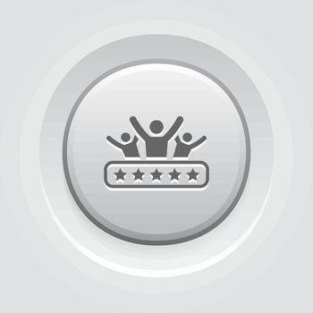 Client Satisfaction Icon. Business and Finance. Grey Button Design