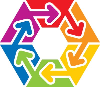 rainbow, arrow, recycle, octagon, sign, shapes, colorful, spin, wheel, space, abstract, rotate, turn, recycling, design, icon, symbol