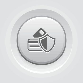 Secure Transaction Icon. Business Concept Grey Button Design