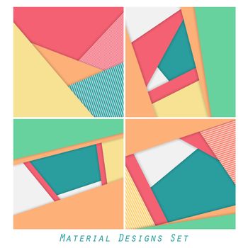 Unusual modern material design vector backgrounds. Geometric shapes. Material design collection. Vector backgrounds set. Eps10 vector illustration