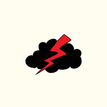 Thunderstorm lightning weather icon pop art retro vector. Rain cloud storm weather forecast