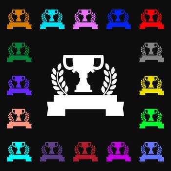 Trophy Cup icon sign. Lots of colorful symbols for your design. Vector illustration
