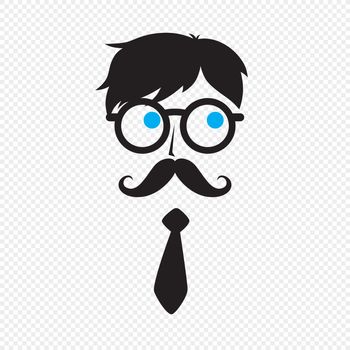 geek nerd guy with mustache and tie vector art