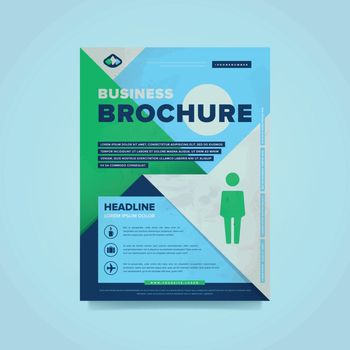 Corporate brochure flyer design layout template in A4 size, vector eps10. Creative poster with icons. Business logo.