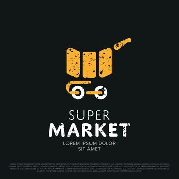 Vector Market logo, Shop abstract emblem. Bascket sign symbol on wheels