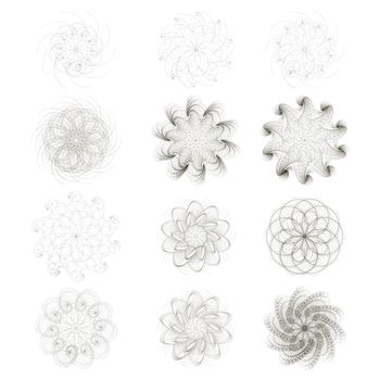 Set of decorative symbols. Set circular patter. Circular design elements. Abstract pattern. 