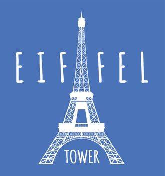 Eiffel tower in Paris. Vector illustration on blue