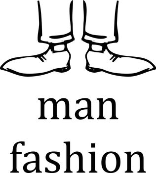 Men's feet in shoes on a white background. vector. sing.