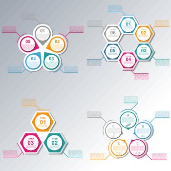 A set of bright circular elements for infographics, vector illustration.