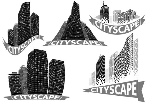 Cityscape Set - Buildings and City Scene Illustrations, Vector