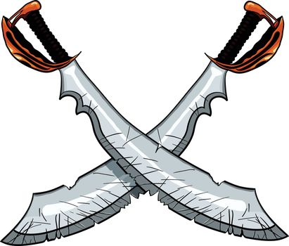 Crossed cutlass pirate sword vector illustration for tattoo or t-shirt design
