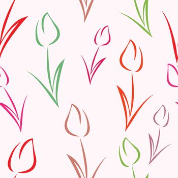 Vector seamless pattern background with tulips.