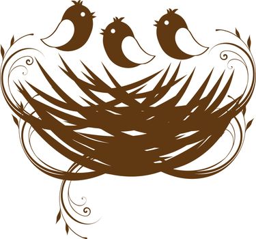 vector illustration of a bird nest with copyspace