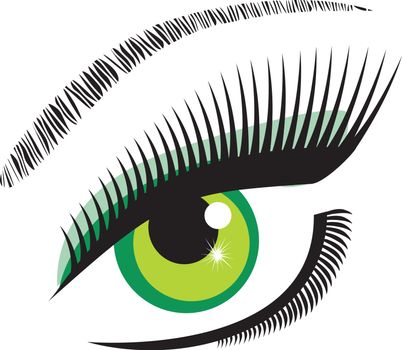 vector illustration of a green eye with long lashes