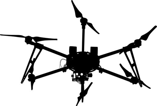 Black silhouette drone quadrocopter, vector illustration.