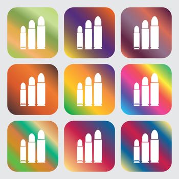 bullet Icon . Nine buttons with bright gradients for beautiful design. Vector illustration