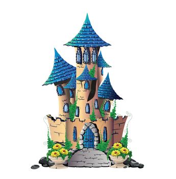 Fairytale castle on a white background is insulated