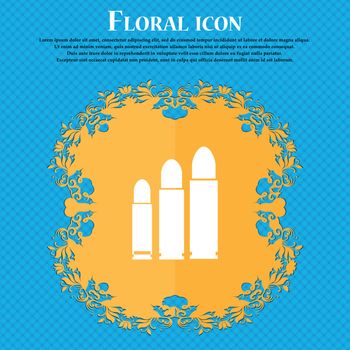 bullet Icon icon. Floral flat design on a blue abstract background with place for your text. Vector illustration