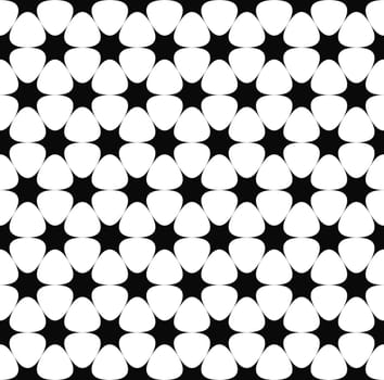 Repeating monochrome hexagonal vector star pattern background