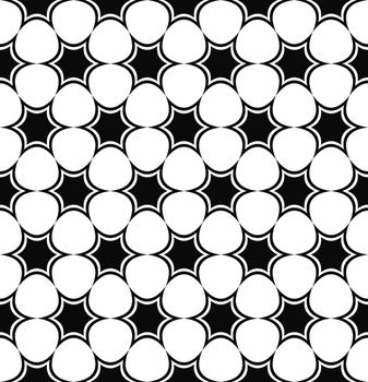 Repeating black and white hexagonal abstract star pattern design background