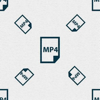 MP4 Icon sign. Seamless pattern with geometric texture. Vector illustration