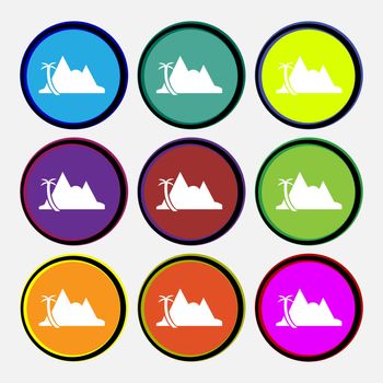 Mirage icon sign. Nine multi colored round buttons. Vector illustration