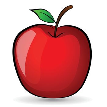 Illustration of red apple drawing on white background