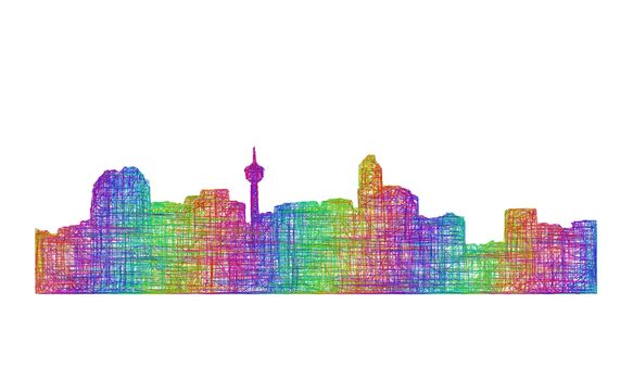 Calgary city skyline silhouette - multicolor line art