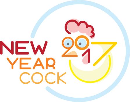 Vector of doodle rooster with 2017 new year and year of the rooster. Vector cartoone illustration. Happy new year concept. Logo rooster.