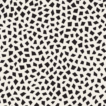 Vector Seamless Black and White Scattered Rectangles Pattern. Abstract Geometric Background Design