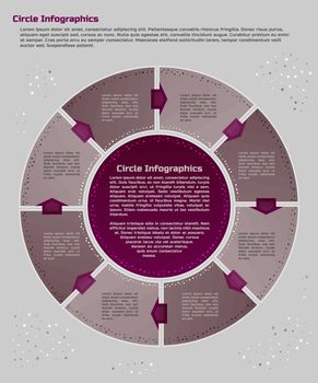 Infographic design template. Circular style of infographics for presentation of circular process in your business. Circle is divided into eight steps.
