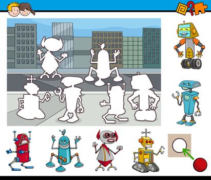 Cartoon Illustration of Educational Activity Task for Children with Robot Characters