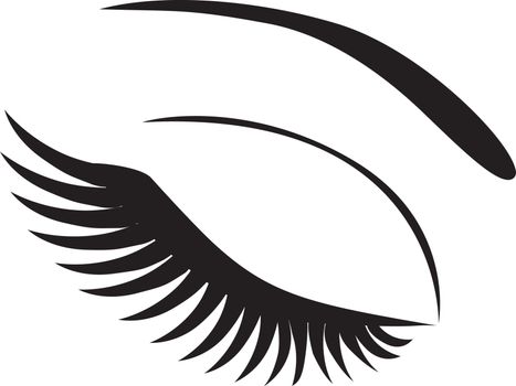 vector illustration of an eye icon with long lashes make up isolated on white background