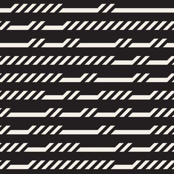Vector Seamless Black And White Rectangular Horizontal Lines Irregular Geometric Pattern. Abstract Geometric Background Design