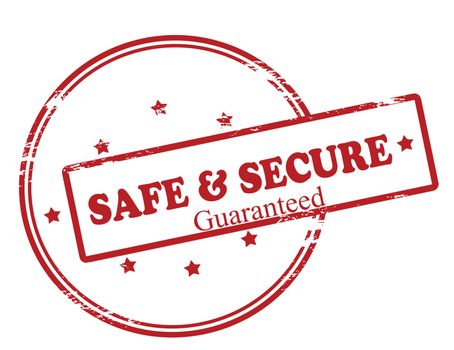 Rubber stamp with text safe and secure guaranteed inside, vector illustration