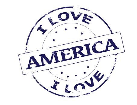 Rubber stamp with text I love America inside, vector illustration