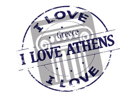 Rubber stamp with text i love Greece inside, vector illustration
