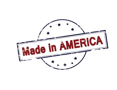 Rubber stamp with text made in America inside, vector illustration