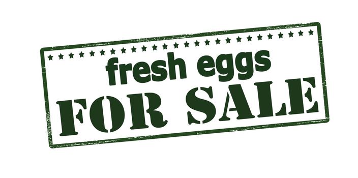 Rubber stamp with text fresh eggs for sale inside, vector illustration