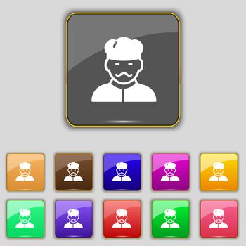 Cook icon sign. Set with eleven colored buttons for your site. Vector illustration